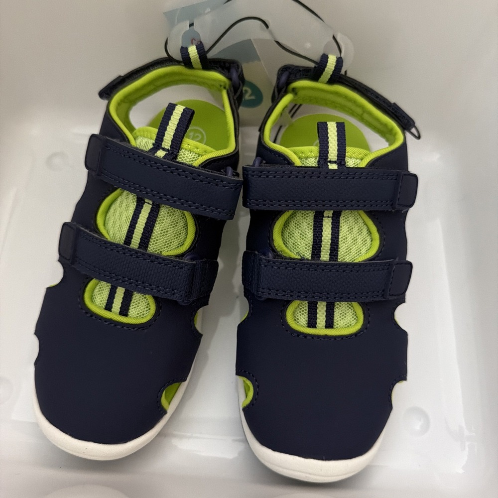 Cat & Jack Toddler Kids Size 12 Hank Play Sandals Blue Green Hook & Loop Straps